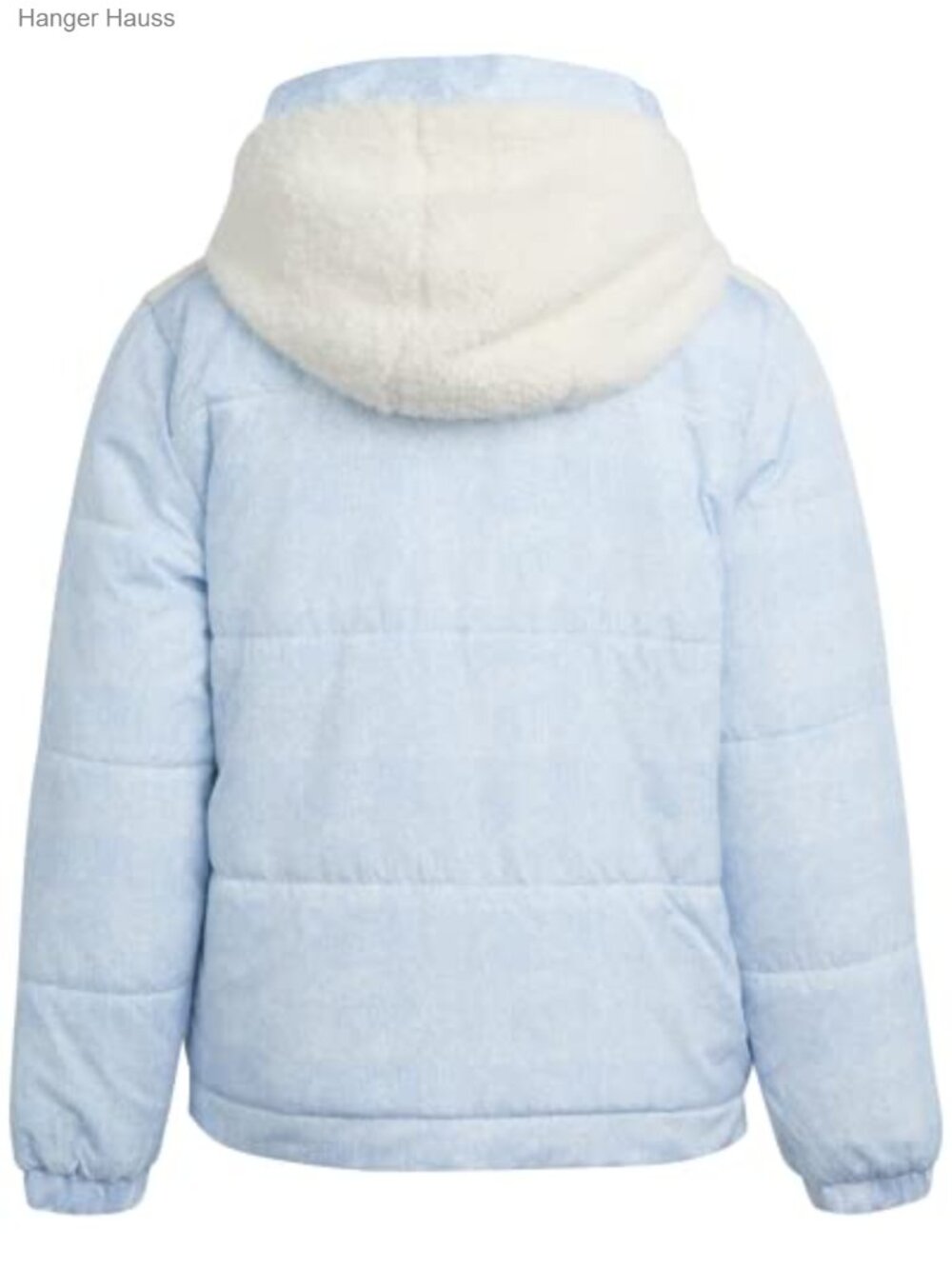Girls Sherpa Lined Quilted Jacket with Faux Fur Hood Snap Pockets - Picture 4 of 5